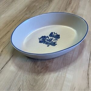 PFALTZGRAFF Yorktowne Oval Serving Bowl Casserole Baking 10" Blue Floral 241 VTG